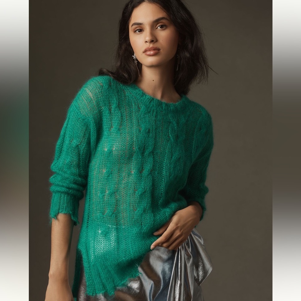 Anthropologie The Posey Stitchy Distressed Sweater
